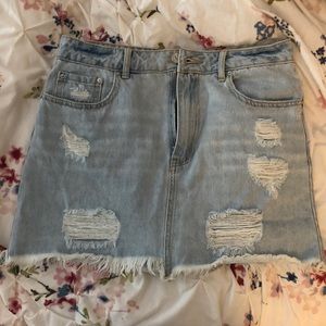 Distressed Jean Skirt